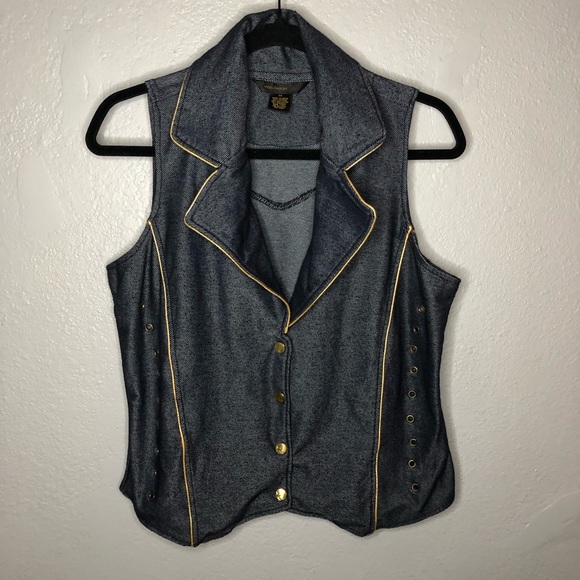 Rocawear Jackets & Blazers - Rocawear Stretch Gold Accent Grommet Vest 90's Y2K